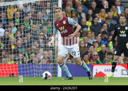 Norwich, UK. 04 Okt, 2019. Bjorn Engels von Aston Villa In der Premier League Match zwischen Norwich City und Aston Villa an der Carrow Road am 5. Oktober 2019 in Norwich, England. (Foto von Matt Bradshaw/phcimages.com) Credit: PHC Images/Alamy leben Nachrichten Stockfoto