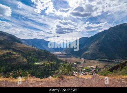 Heilige Tal, Peru - 21.05.2019: Eingang der alten Inka Tal außerhalb von Pisac, Peru. Stockfoto