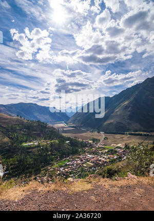 Heilige Tal, Peru - 21.05.2019: Eingang der alten Inka Tal außerhalb von Pisac, Peru. Stockfoto