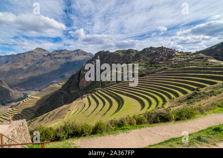 Heilige Tal, Peru - 21.05.2019: Eingang der alten Inka Tal außerhalb von Pisac, Peru. Stockfoto