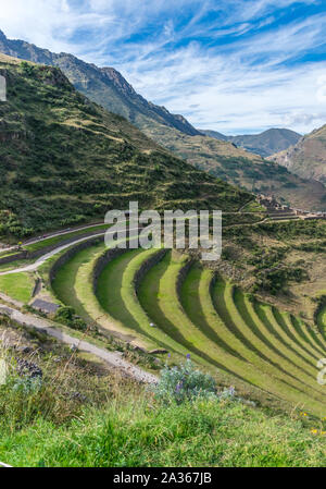 Heilige Tal, Peru - 21.05.2019: Eingang der alten Inka Tal außerhalb von Pisac, Peru. Stockfoto