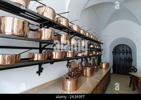 Schloss Neuschwanstein, Deutschland. 8. August, 2019. Küchen von Schloss Neuschwanstein von König Ludwig II., in Schwangau, Bayern, Deutschland, in der Nähe von Füssen entfernt. Stockfoto