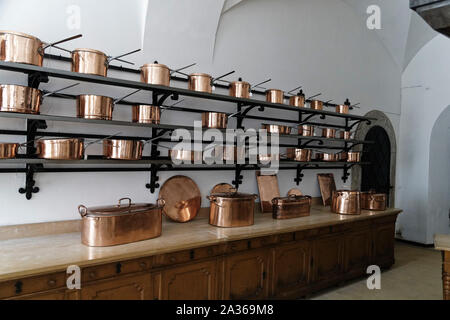 Schloss Neuschwanstein, Deutschland. 8. August, 2019. Küchen von Schloss Neuschwanstein von König Ludwig II., in Schwangau, Bayern, Deutschland, in der Nähe von Füssen entfernt. Stockfoto