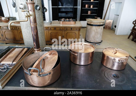 Schloss Neuschwanstein, Deutschland. 8. August, 2019. Küchen von Schloss Neuschwanstein von König Ludwig II., in Schwangau, Bayern, Deutschland, in der Nähe von Füssen entfernt. Stockfoto