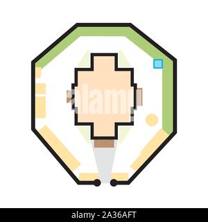 Architektonischen Plan der Kirche. Mittelalterliche orthodoxe Kloster bau Platz. Stock Vektor