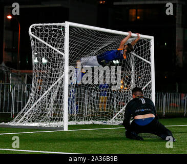 5. Oktober 2019; Langley Park, Perth, Western Australia, Australien; Welt Mini Football Federation World Cup; Australien gegen Kolumbien, Lachlan Campbell feiert eine australische Ziel - Redaktionelle Verwendung Stockfoto