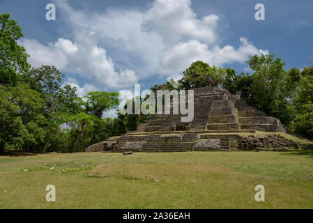 Jaguar Tempel in Lamanai archäologische finden, Orange Walk, Belize, Central America. Stockfoto