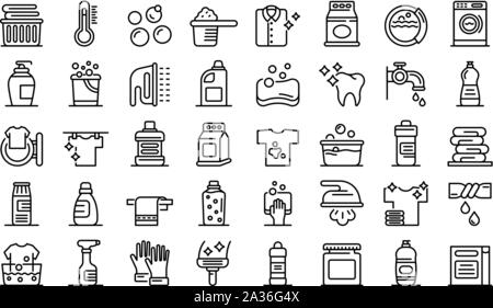 Bleichmittel Symbole gesetzt, outline Style Stock Vektor