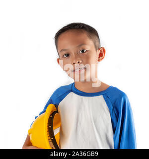 Der kleine Junge im Traum will ein Architekt oder Ingenieur in der Zukunft sein. Stockfoto