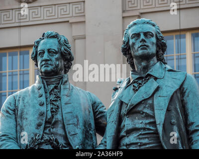 Goethe Schiller Denkmal in Weimar. Stockfoto