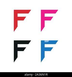 Kreative einzigartige stilvolle Symbolische künstlerische Schwarz, Weiß, Rot und Blau Farbe F erste basierte Schreiben icon Logo. Buchstabe F Logo - Vektor Stock Vektor