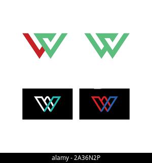 Design Konzept der Bunten Stock Icons und Formen der Buchstaben W, Vector Illustration. W Monogramm Logo Design-Vektor Stock Vektor