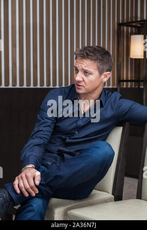 Exklusive Porträts von Jeremy Renner während in Sydney seinen Film Das Bourne Vermächtnis, Das Park Hyatt, Sydney zu fördern. Stockfoto