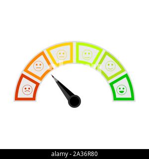 Credit Score meter angeben, die solvabilität Client Bank. Messen Sie den Auswahlpfeil dashboard Darlehen. Vector Illustration Stock Vektor
