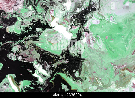 Grün Gelb und schwarzen Marmor Zitrone neon color mix, Kunstdruck, Art und Weise der Malerei. Stockfoto