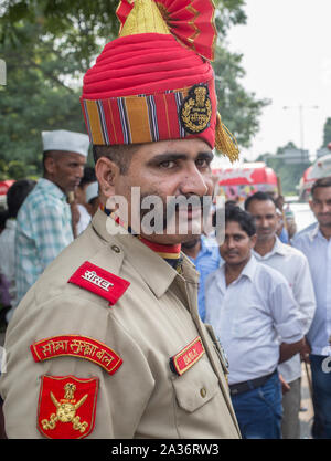 Polizeibeamter in Neu Delhi, Indien, während eines Urlaubs. Stockfoto