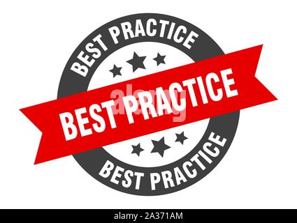 Best practice unterzeichnen. best practice schwarz-rote runde Band Aufkleber Stock Vektor