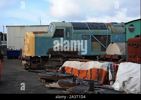 Klasse 40 English Electric Erbe Diesellokomotive in Restaurierung an Tyseley Railway Centre, Birmingham, Großbritannien Stockfoto