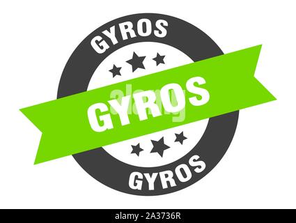 Gyros unterzeichnen. Gyros schwarz-grüne runde Band Aufkleber Stock Vektor