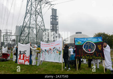 Deutschland, Hamburg, Freitag für künftige Protest Demo bei Vattenfall Kohlekraftwerk Moorburg gegen Verbrennung von Kohle und die Steinkohle einfuhren Protest Stockfoto