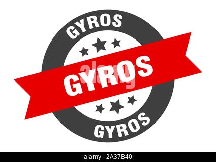 Gyros unterzeichnen. Gyros schwarz-rote runde Band Aufkleber Stock Vektor