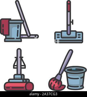 Mop Symbole gesetzt. Umrisse der mop Vector Icons für Web Design auf weißem Hintergrund Stock Vektor