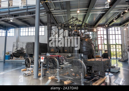 Eine Rekonstruktion der 'Puffing Billy' Dampflok von 1814 (1906), Deutsches Museum Verkehrszentrum (Deutsch Transport Museum), München, Deutschland. Stockfoto