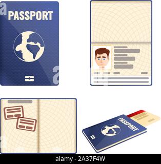 Reisepass Symbole gesetzt. Cartoon von reisepass Vector Icons für Web Design Stock Vektor