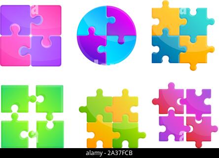 Jigsaw Symbole gesetzt. Cartoon von Jigsaw Vector Icons für Web Design Stock Vektor