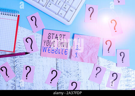 Handschrift text Starten Sie Ihre eigene Website. Konzeptionelle Foto dienen als Erweiterung einer Business Card eine persönliche Website schreiben, Werkzeuge, Computer und Mathematik Stockfoto