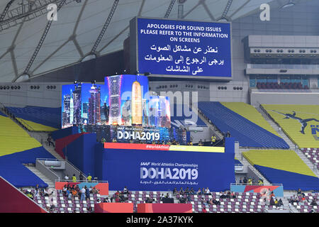 Doha, Katar. 5. Okt, 2019. Allgemeine Ansicht der Leichtathletik: Leichtathletik-WM 2019 in Doha Khalifa International Stadium in Doha, Katar. Credit: MATSUO. K/LBA SPORT/Alamy leben Nachrichten Stockfoto