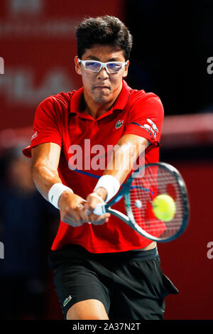 Ariake Colosseum, Tokio, Japan. 4. Okt, 2019. Hyeon Chung (KOR), 4. OKTOBER 2019 - Tennis: Rakuten Japan Open Tennis Championships 2019 Herren Einzel Viertel Finale von ariake Colosseum, Tokio, Japan. Credit: Naoki Morita/LBA SPORT/Alamy leben Nachrichten Stockfoto