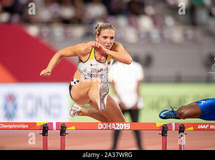 Doha, Katar. 05 Okt, 2019. Cindy ROLEDER (Deutschland) Halbfinale 100m Hürden der Frauen, 06.10.2019 Wm 2019 in Doha/Katar, vom 27.09. - 10.10.2019. | Verwendung der weltweiten Kredit: dpa/Alamy leben Nachrichten Stockfoto