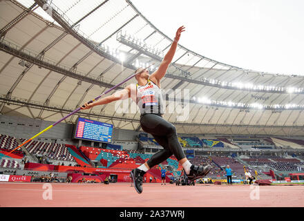 Doha, Katar. 06 Okt, 2019. Johannes Vetter (Deutschland) Förderung, Qualifizierung Speer werfen der Männer, am 05.10.2019 Wm 2019 in Doha/Katar, vom 27.09. - 10.10.2019. | Verwendung der weltweiten Kredit: dpa/Alamy leben Nachrichten Stockfoto