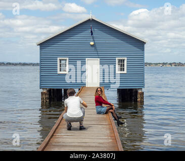 Instagrammers Fotos von Crawley blau Boot Halle Swan River Perth Western Australia Stockfoto