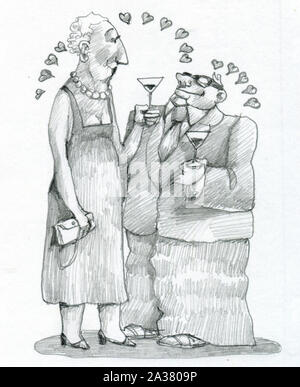 Ältere Paare, die sich voneinander unterscheiden, aber in der Liebe Stockfoto