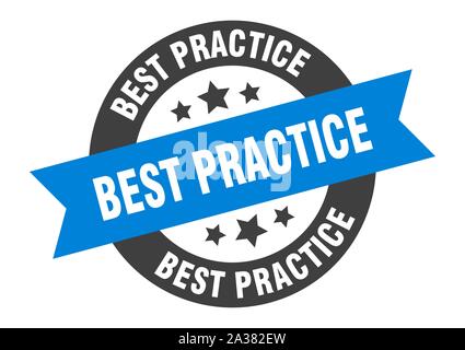 Best practice unterzeichnen. best practice blau-schwarze runde Band Aufkleber Stock Vektor