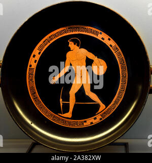Diskuswerfers (disc Launcher) Rote Figur Cup 1490 BC Athens Way der Antiphon Maler, Griechisch, Griechenland. (Leichtathletik, Olympia, Spiele,) Stockfoto