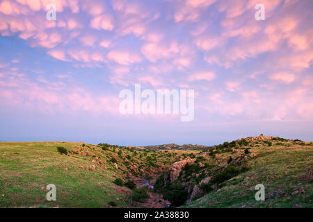 Sonnenuntergang an der Wichita Mountains Wildlife Refuge Stockfoto