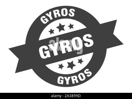 Gyros unterzeichnen. Gyros schwarze runde Band Aufkleber Stock Vektor