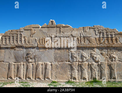 Alte bas-relief, Persepolis, Provinz Fars, Iran Stockfoto