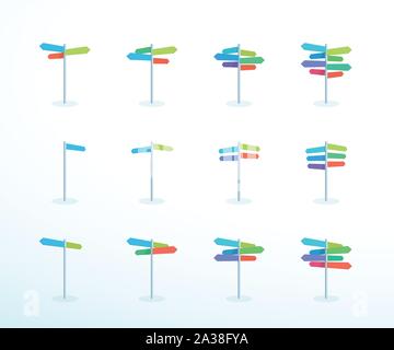Road Sign Post zeigen Pfad Richtungen Farbe Vektor Stock Vektor
