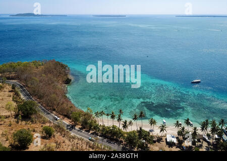 Luftaufnahme von Kecinan Strand, Lombok, Indonesien Stockfoto