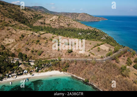 Luftaufnahme von Kecinan Strand, Lombok, Indonesien Stockfoto