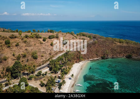 Luftaufnahme von Kecinan Strand, Lombok, Indonesien Stockfoto