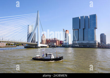 Erasmusbrug (Erasmus Brücke), über die Nieuwe Maas, Rotterdam, Niederlande. Stockfoto