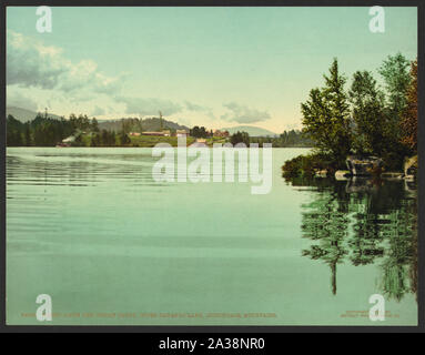 Rustikale Lodge und Indischen durchführen, Obere Saranac Lake, Adirondack Mountains; Stockfoto