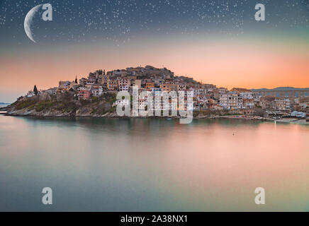 Magischen Sonnenuntergang in Kavala Stockfoto