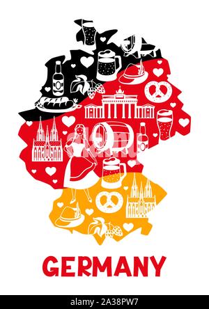 Deutschen Hintergrund Design. Deutschland nationale traditionelle Symbole. Stock Vektor