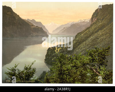 Rutli und Urnersee, den Vierwaldstättersee, Schweiz; Teil: Ansichten der Schweiz in der Photochrom print Collection.; Drucken. 6363.; Titel von den Detroit Publishing Co., Katalog J - Ausland abschnitt, Detroit, Mich.: Detroit Publishing Company, 1905.; Stockfoto